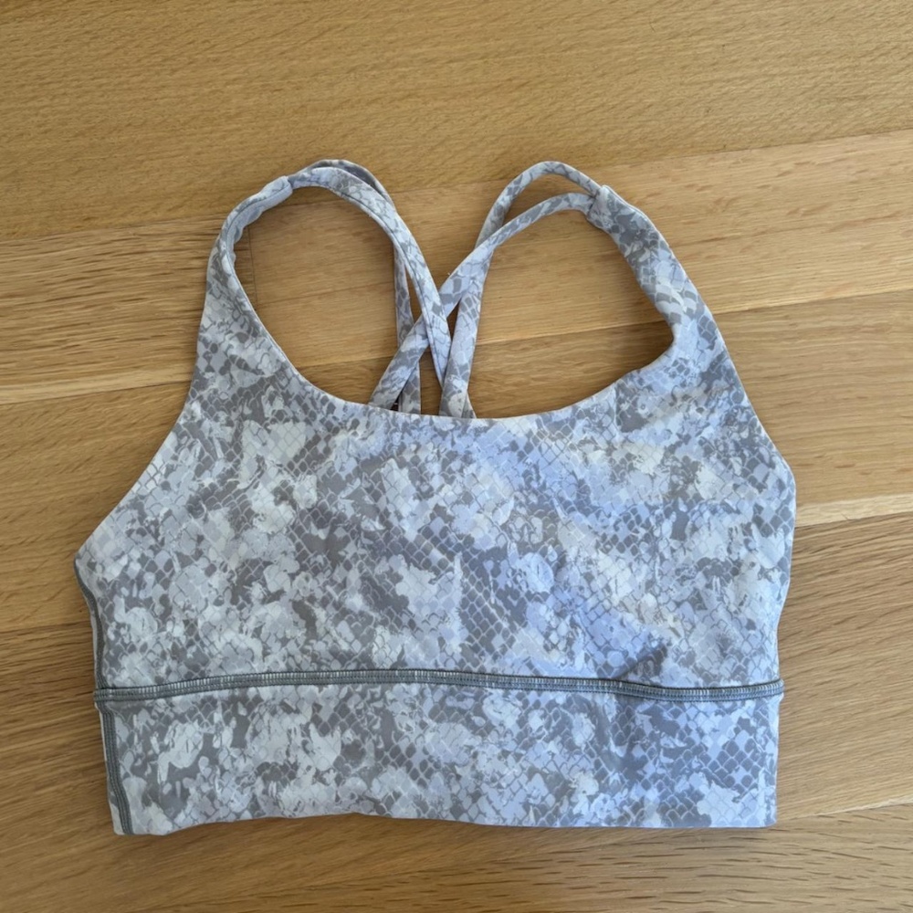 Lululemon Energy Longline Bra, Medium Support, B–D Cups - Light Heather Grey Pat